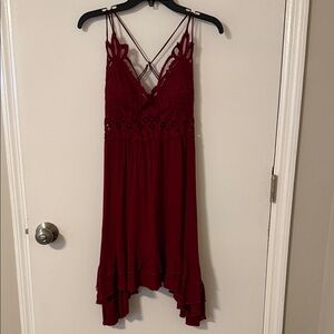 Chic Wine Red High Low Dress